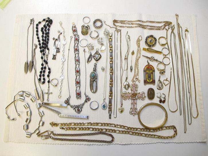 Lot Sieraden Verguld/Verzilverd, Sieraden, Tassen en Uiterlijk, Armbanden, Gebruikt, Overige materialen, Overige kleuren, Met strass