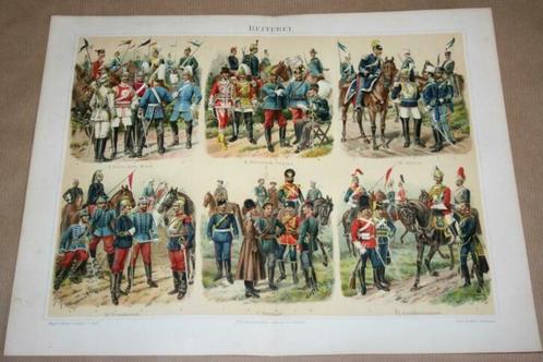 Antieke kleurenlitho - Cavalerie verschillende landen 1900!!, Verzamelen, Militaria | Algemeen, Landmacht, Nederland, Ophalen of Verzenden