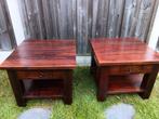 Teak houten bijzet tafels met lade, Vierkant, 55 tot 75 cm, Zo goed als nieuw, Hout