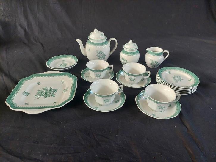 Wedgewood Mount Vernon Theeset - Groen, Antiek en Kunst, Antiek | Servies compleet, Ophalen