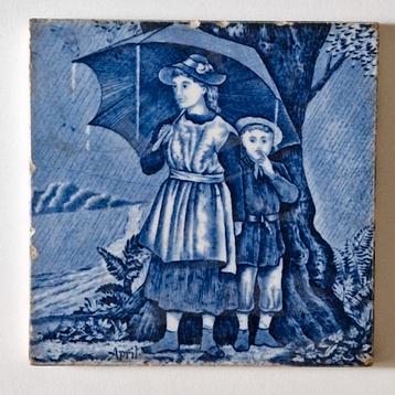 Wedgwood tegel 'April' Victoriaans ca.1878-1880 beschikbaar voor biedingen