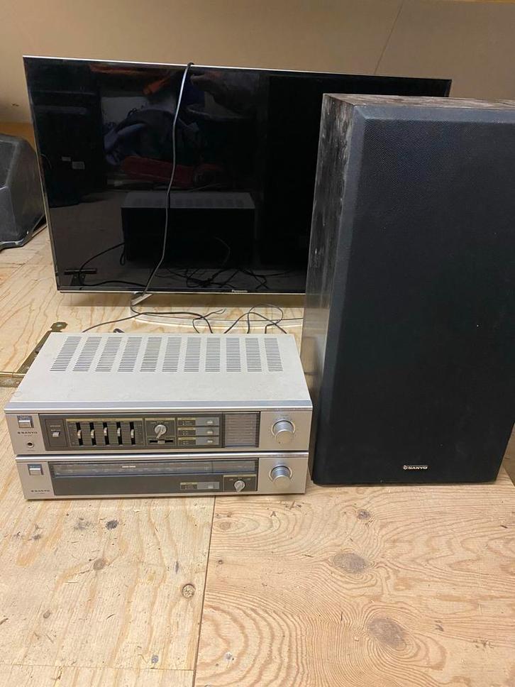 Sanyo Stereo Set met 2 Speakers, Audio, Tv en Foto, Luidsprekers, Gebruikt, Front, Rear of Stereo speakers, Minder dan 60 watt
