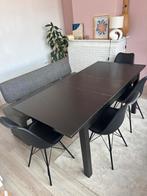 Eettafel (+ 4 stoelen en bankje), Ophalen, Gebruikt, 50 tot 100 cm, Vijf personen of meer