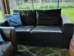 Lederen bank, Huis en Inrichting, Ophalen, Gebruikt, 150 tot 200 cm, Driepersoons