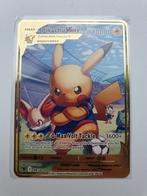 Pikachu voetbal V Max Pokemon kaart metaal gold coloured, Hobby en Vrije tijd, Ophalen of Verzenden, Nieuw, Losse kaart