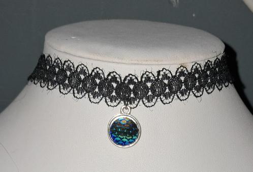 Mooie nieuwe zwarte  ketting / choker met hanger, Sieraden, Tassen en Uiterlijk, Kettingen, Nieuw, Overige materialen, Zwart, Met hanger