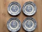 4 antieke borden Petrus Regout Maastricht Orient blauw 25cm, Ophalen of Verzenden