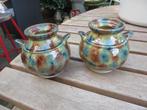 Friese volkskunst aardewerk oor vaasjes, oud, blauw bruin, Ophalen of Verzenden