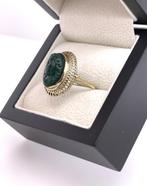 Vintage 14 K Gouden Ovaal Malachiet Camee Ring, Sieraden, Tassen en Uiterlijk, Ophalen, Tieman Juweliers Vintage Sieraden, -, Zo goed als nieuw