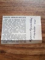 Proces tegen bewakers Bergen-Belsen begonnen (krant 1945), Ophalen of Verzenden, Overige soorten, Nederland