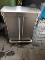 Simplehuman Duo Prullenbak - Afvalscheiding, Huis en Inrichting, Ophalen, Gebruikt, Met pedaal, 50 tot 75 cm