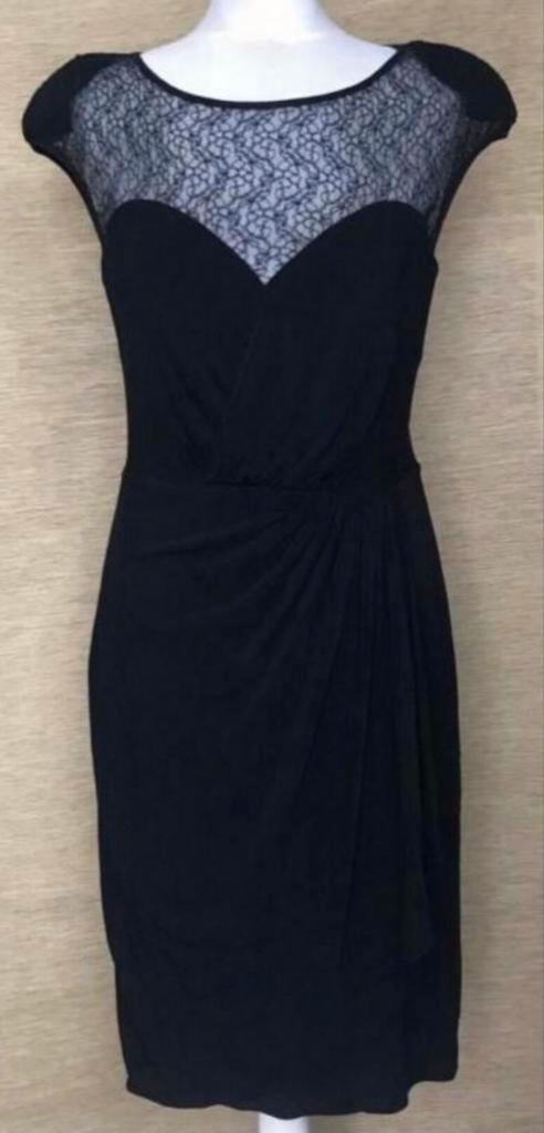 Ted Baker elegante jurk zwart mooie kant details Ted3=38, Kleding | Dames, Jurken, Zo goed als nieuw, Maat 38/40 (M), Zwart, Onder de knie