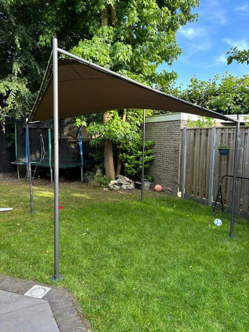 Stevige pergola | schaduwdoek taupe, Tuin en Terras, Overkappingen, Nieuw, Overige typen, Ophalen
