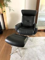 IMG Norway fauteuil incl. voetenbank, zwart leer, recliner, Ophalen, Zo goed als nieuw, Scandinavisch, relax, armchair, recliner, comfort, barcalounger