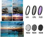 UV + CPL + FLD + ND2 + ND4 + ND8 = 6 filters 52 mm 52mm, Ophalen of Verzenden, Nieuw, 50 tot 60 mm, UV-filter