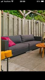 Tweepersoons zwart tuinbankje met kussens, Tuin en Terras, Tuinbanken, Ophalen, Gebruikt, Kunststof