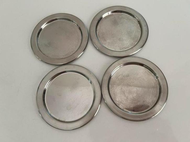 Vintage Set van 4 Iittala RVS Onderzetters Timo Sarpaneva, Huis en Inrichting, Woonaccessoires | Onderzetters, Gebruikt, Glas of Kopje