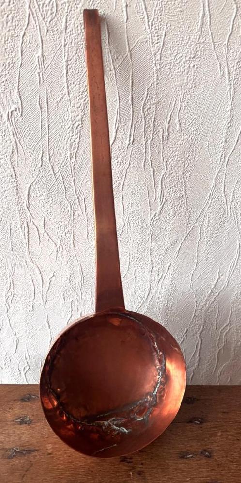 antieke handgemaakte roodkoperen lepelpan/grote opscheplepel, Antiek en Kunst, Antiek | Koper en Brons, Koper, Ophalen of Verzenden