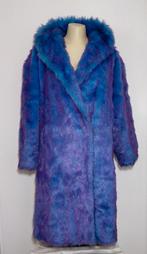 Uniek...Turquoise-paarse faux fur jas van Michel Alexis, Verzenden, Zo goed als nieuw, Maat 46/48 (XL) of groter, Blauw