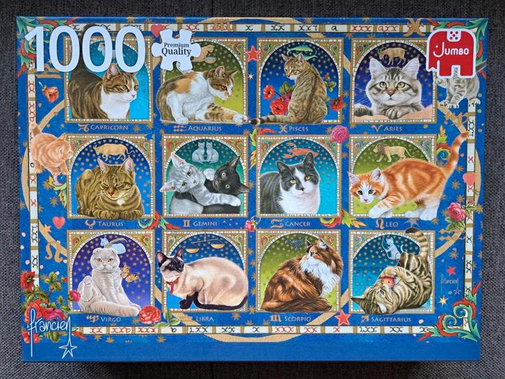 Jumbo 1000 stukjes puzzel - Katten Horoscoop, Hobby en Vrije tijd, Denksport en Puzzels, Zo goed als nieuw, Legpuzzel, 500 t/m 1500 stukjes