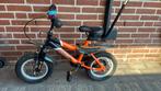 Als nieuw oranje zwart stoer kinderfietsje 12 inch, Fietsen en Brommers, Ophalen, Zo goed als nieuw, Minder dan 16 inch
