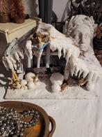 Zeer oude kerststal met houten figuurtjes Ertsgebergte 1-7, Diversen, Kerst, Heikant 21 Kaatsheuvel, Belle Vieille Brocante, Ophalen of Verzenden