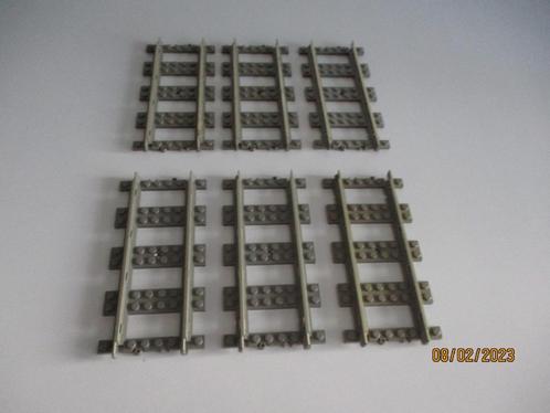 LEGO 9 volt 4515 6 Rechte Rails GRIJS perfecte staat!!, Kinderen en Baby's, Speelgoed | Duplo en Lego, Zo goed als nieuw, Lego