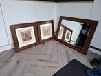 3-delide set - 2 lijsten met tekening en grote spiegel, Ophalen, 50 tot 75 cm, Zo goed als nieuw, 50 tot 75 cm