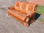 Zware eiken kuip bank driezitter kuipbank leren kuip, Huis en Inrichting, Banken | Sofa's en Chaises Longues, Ophalen, Gebruikt