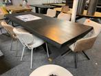 Boomstam tafel zwart eiken hout met matrix poot 240x100, Ophalen, 100 tot 150 cm, Eikenhout, Vijf personen of meer