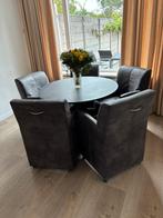 eettafel met 6 stoelen, Ophalen, Zo goed als nieuw, 4 tot 6 stoelen
