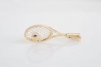 18 Karaat Gouden Hanger Tennisracket met Parel, Overige voorstellingen, Ophalen of Verzenden, Zo goed als nieuw, Goud