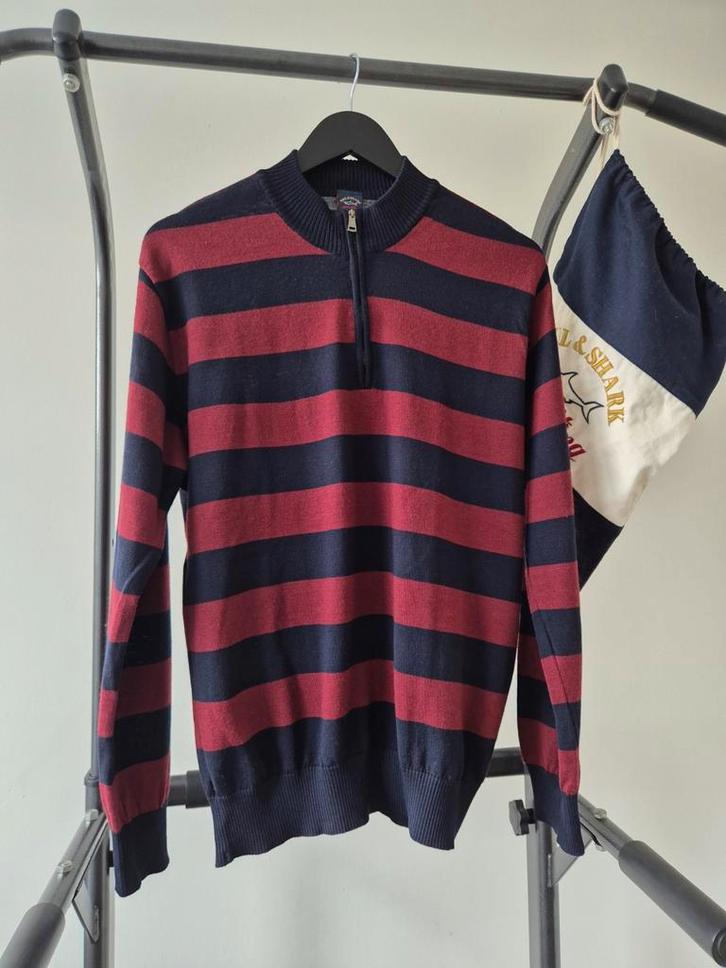 Paul & Shark gestreepte trui - Maat L - 100% Wol, Kleding | Dames, T-shirts, Zo goed als nieuw, Maat 42/44 (L), Rood, Lange mouw
