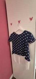 Chic navy blouse with white polka dots & bow, Kleding | Dames, Overige typen, Overige kleuren, Ophalen of Verzenden, Zo goed als nieuw