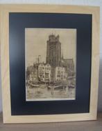 Dordrecht , onze lieve vrouwe kerk - nieuw ingelijst, Antiek en Kunst, Kunst | Etsen en Gravures, Ophalen of Verzenden