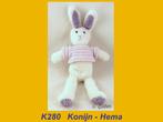 K280 Konijn Haas - Hema : Wit / lila konijntje haasje (27cm), Konijn, Zo goed als nieuw, Ophalen