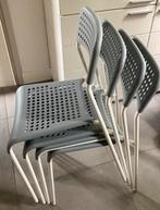 4 stapelbare stoelen grijs kunststof wit metaal, Ophalen, Gebruikt, Kunststof, Stapelbaar