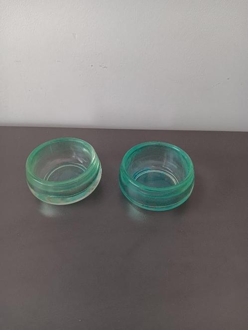 Set van 2 glazen theelichthouders – groen, Huis en Inrichting, Woonaccessoires | Kandelaars en Kaarsen, Zo goed als nieuw, Kandelaar