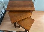 Donkereiken bijzettafeltjes set à 3, Ophalen, Zo goed als nieuw