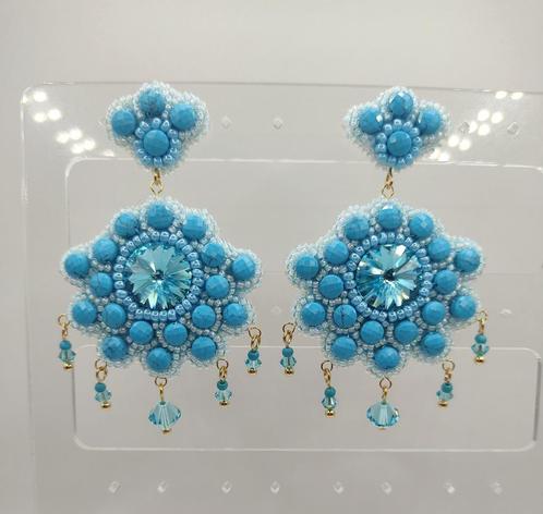Oorbellen, uniek, Swarovski, turquoise, statement, Sieraden, Tassen en Uiterlijk, Oorbellen, Nieuw, Hangers, Overige materialen
