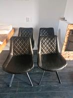 Set van 4 zwarte eetkamerstoelen, Huis en Inrichting, Ophalen, Gebruikt, Zwart, Vier