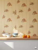 6818 Vintage keukenbehang  aardewerk fruit 50s swiet, Huis en Inrichting, Ophalen of Verzenden, Minder dan 10 m²