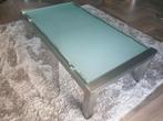 Salontafel RVS mat glas, Ophalen, 50 tot 100 cm, Minder dan 50 cm, Rechthoekig