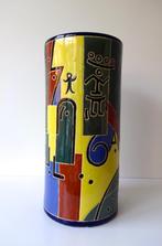 Keramiek grote vaas met gestyleerde Pop Art motieven 2829-k, Antiek en Kunst, Ophalen