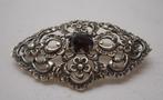 Prachtige zilveren broche met granaat nr.1245, Sieraden, Tassen en Uiterlijk, Antieke sieraden, Verzenden, Zilver, Broche, Met edelsteen