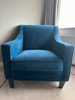 Blauwe Velours Fauteuil, Ophalen, Gebruikt, Stof, 75 tot 100 cm