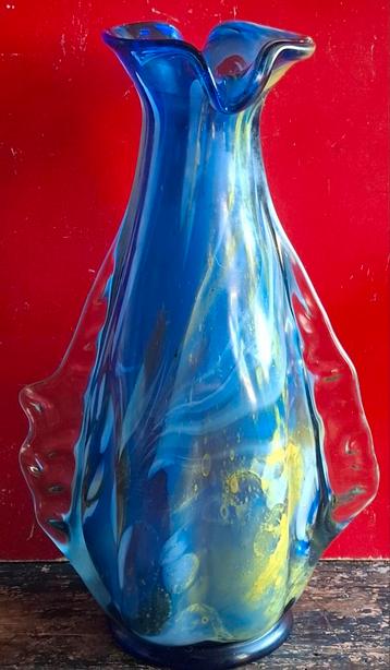 Wing vase. Double spout. Blown vase. 27 cm. Ca 1930. beschikbaar voor biedingen