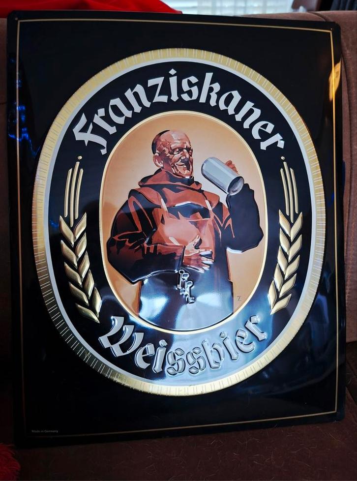Franziskaner Weißbier Reclamebord Metaal, Verzamelen, Merken en Reclamevoorwerpen, Gebruikt, Reclamebord, Ophalen of Verzenden