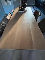 Boomstamtafel 230x90cm, stalen X poten, Huis en Inrichting, Tafels | Eettafels, Ophalen, Gebruikt, 200 cm of meer, 50 tot 100 cm