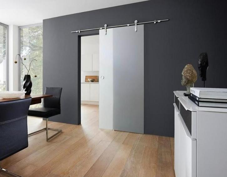 Glazen schuifdeur, Doe-het-zelf en Verbouw, Deuren en Horren, Nieuw, Binnendeur, 200 tot 215 cm, 80 tot 100 cm, Glas, Schuifdeur